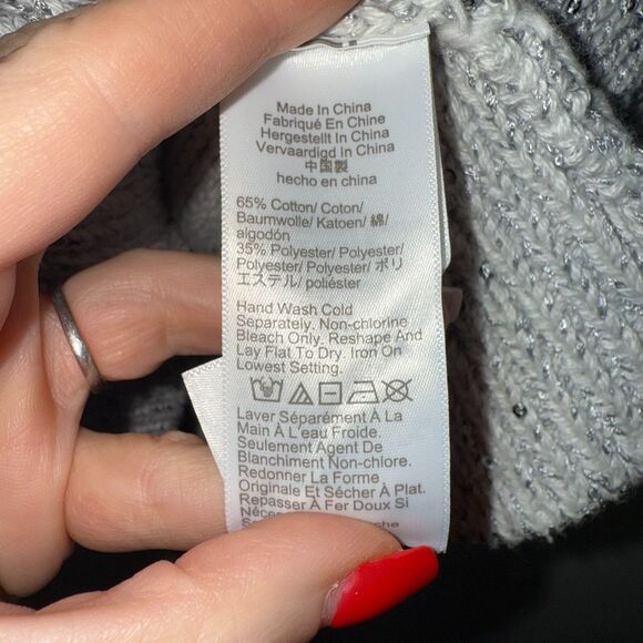 J. Crew Sequin V Neck Cardigan Sweater - Silver/Gray S - Picture 6 of 7